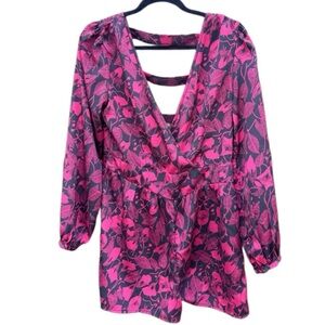 ASOS Black and Maroon Leaf Pattern Shorts Romper